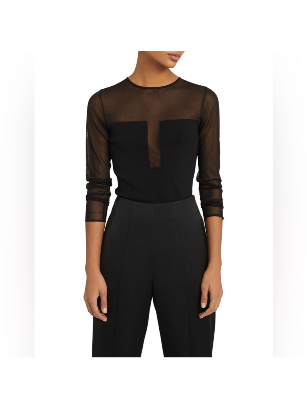 Reiss Lily Semi Sheer Slim Fit Top Long Sleeve Zipper Edgy Sexy Women’s Size XS - Picture 1 of 7